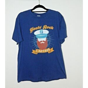 Yacht Rock Captain T-Shirt Blue‎ Graphic 100% Company Size Large